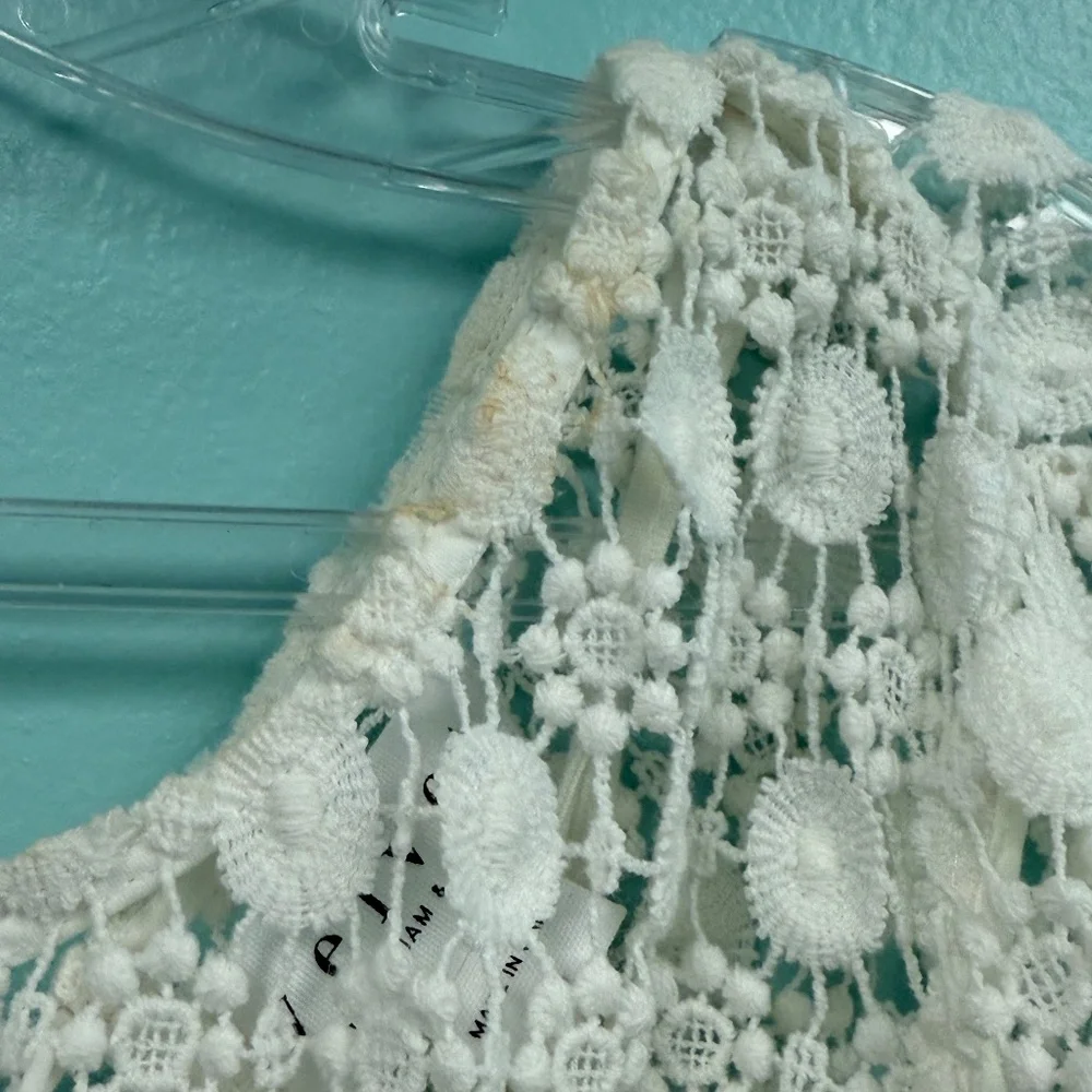 Velvet by graham & Spencer crochet crewneck top in off white size S